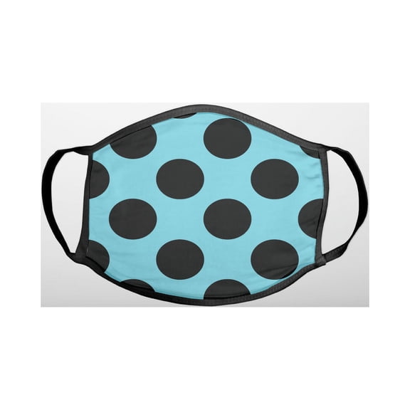 Black & Blue Polka Dots - 3-Ply Reusable Soft Cloth Face Covering, Unisex, Cotton Inner Layer