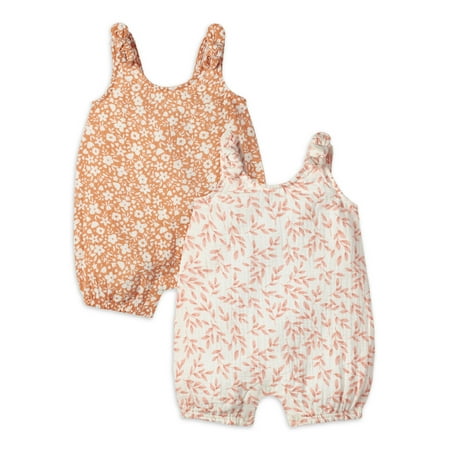 

Modern Moments by Gerber Baby Girl Sleeveless Guaze Romper 2-Pack Sizes 0/3 -24 Months