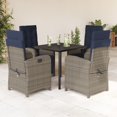 thumbnail image 1 of vidaXL 5 Piece Garden Dining Set with Cushions Grey Poly Rattan, 1 of 5