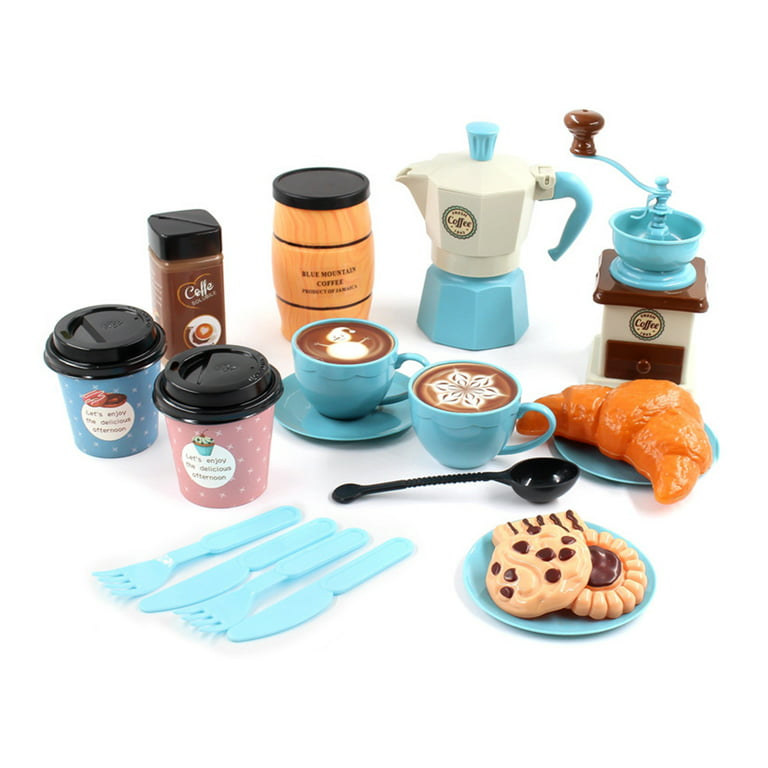 OOKWE Kids Coffee Pot Toy Pretend Play Kitchen Toys Role Play Kitchen  Accessory Interactive Afternoon Coffee Machine & Cup Set
