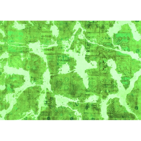 Ahgly Company Indoor Rectangle Abstract Green Modern Area Rugs, 7' x 9'