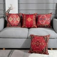 thumbnail image 4 of Throw Pillow Covers Geometric Kilim Moroccan Home Decor Set of 4 Oriental Ikat Pillow Cases Living Room Decorative 16 x 16 Inches Cushion Couch Sofa Pillowcases Colorful Red Tribal, 4 of 6