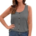 thumbnail image 1 of StSilkitty Womens Sleeveless Tank Tops Solid Color Crewneck Button down Shirts Summer Lightweight Soft Blouses, 1 of 8