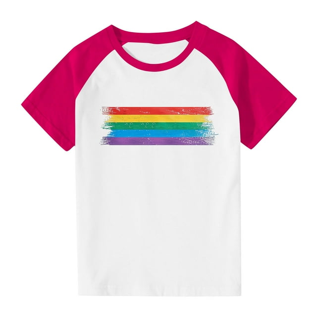 Zpanxa Girls Shirts Color Print Short Sleeve T Shirt Summer Oversized Crewneck Basic Tee With Polyester Spandex 3 Years