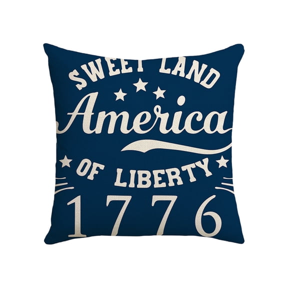 Twfbrm 4th of July Pillow Covers 18x18", Independence Day American Flag Red Blue Stars Decorative Throw Pillows Linen Memorial Day Patriotic Cushion Pillow Covers For Summer Outdoor Decor