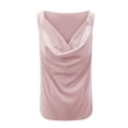 thumbnail image 4 of QAFOPEH Women Sleeveless Draped Neck Silk Satin Solid Color Top, 4 of 7