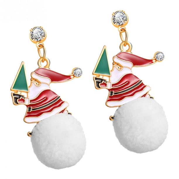 1/2 / 3pcs Pendiente de Navidad Pendientes o Fechado Joyería de cumpleaños Santa pompon Hugo Christmas Ear Stud