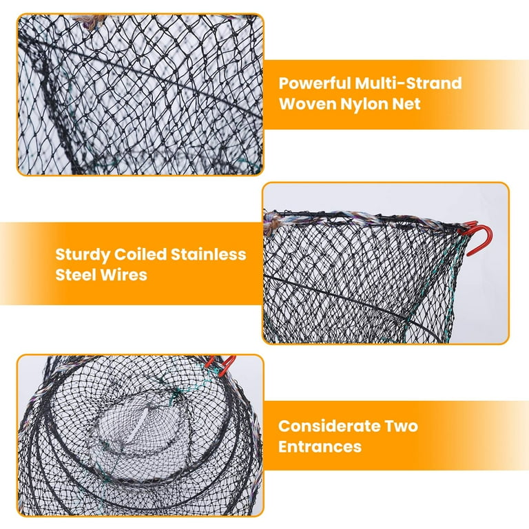 2Pcs Fishing Trap Net, iMountek Portable Foldable Fishing Pot Cage