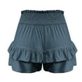 thumbnail image 4 of biudgviw Flowy Shorts for Women Smocked High Waisted Golf Tennis Shorts Ruffle Layered Boho Summer Beach Vacation Shorts, 4 of 7