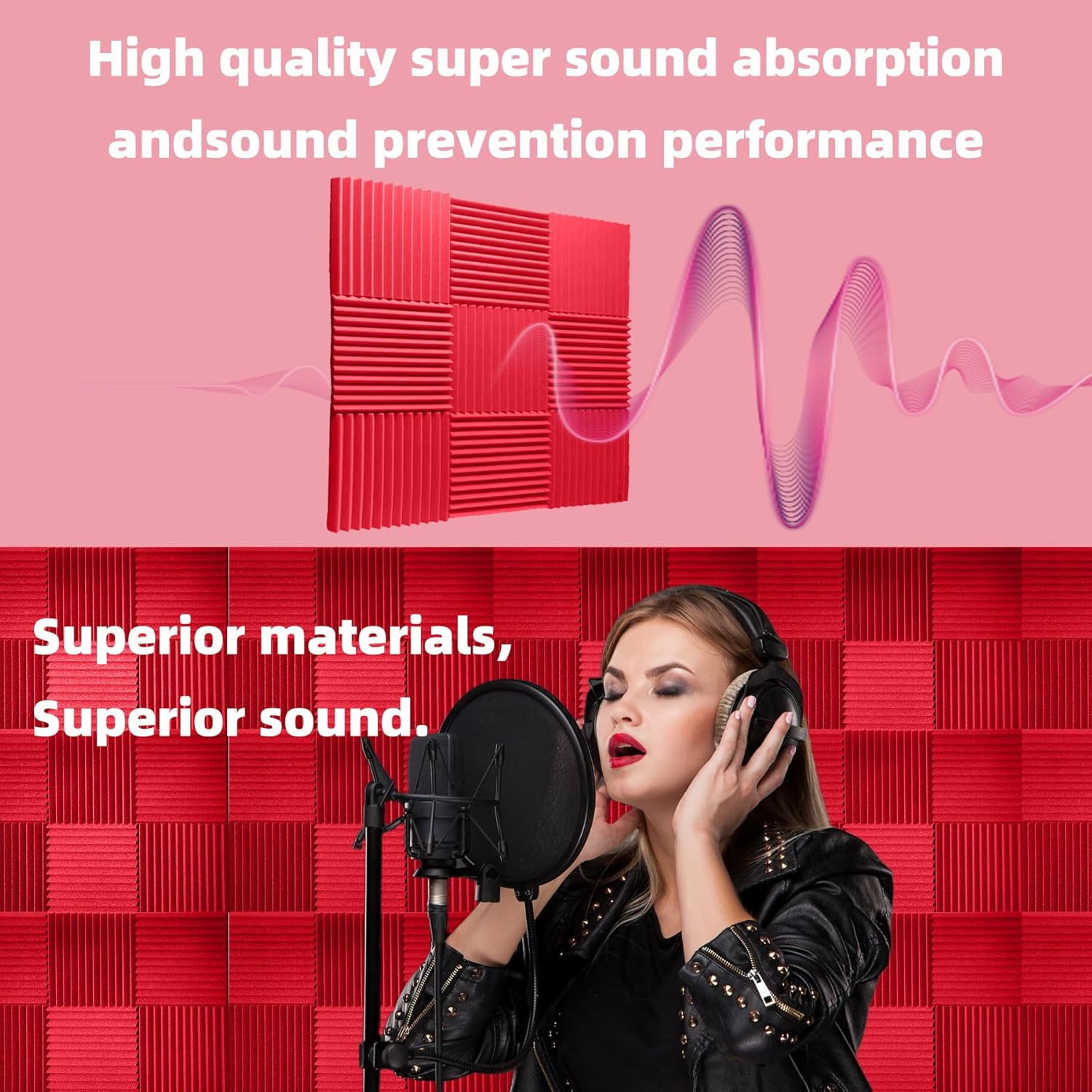 TIANLAIMEI 24 Pack Acoustic Foam Panel Wedge Studio Soundproofing Acoustic Treatment Wall Tiles