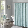 thumbnail image 1 of Raina Printed Metallic Shower Curtain 72x72"/Aqua, 1 of 9