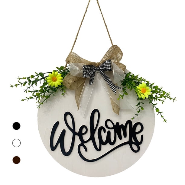 Toystoory Guirnalda de bienvenida para puerta, adorno colgante, colgante de madera, señal de decoración de puerta de Hola, guirnalda Kits de decoración para fiestas blanco