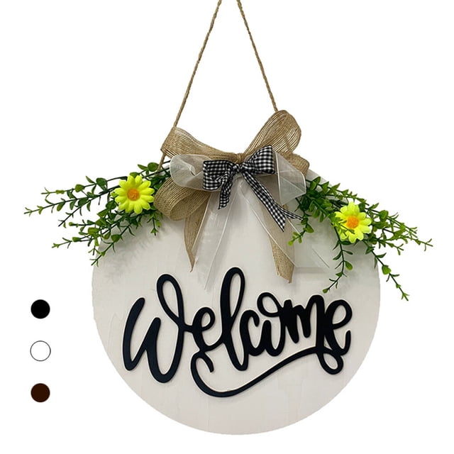 Toystoory Guirnalda de bienvenida para puerta, adorno colgante, colgante de madera, señal de decoración de puerta de Hola, guirnalda Kits de decoración para fiestas blanco