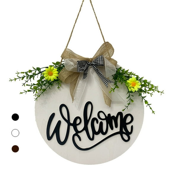 Toystoory Guirnalda de bienvenida para puerta, adorno colgante, colgante de madera, señal de decoración de puerta de Hola, guirnalda Kits de decoración para fiestas blanco