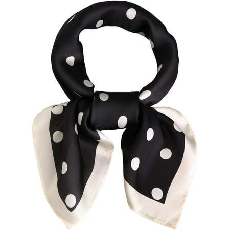 Vintage Bandanas Square Polka Dot Scarfs for Women 27'' x 27'' Silk Like Scarf Neckerchief Grace SC317