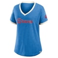 thumbnail image 2 of Women's Fanatics Royal Atlanta Braves Relaxed Fit Vintage Play- Slub V-Neck Fashion Top, 2 of 3