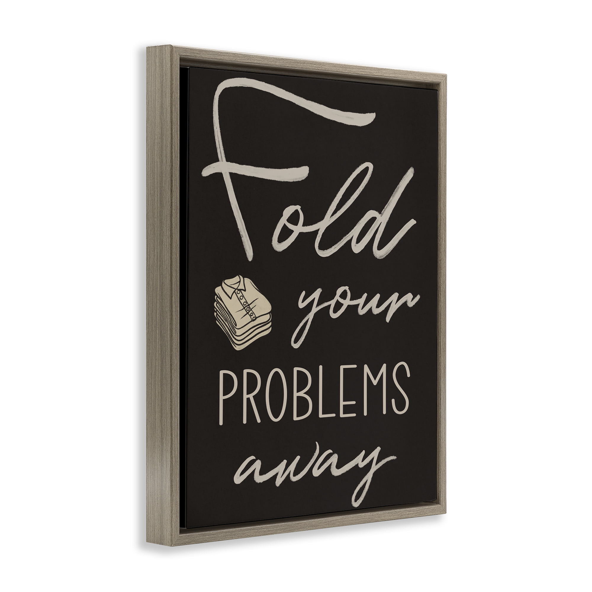 Fold Your Problems Away Brown Framed Floater Canvas Wall Art, design by Marcus Prime
