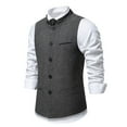 thumbnail image 5 of VNKIDY Men Outerwear Vests Classic Retro Stand Collar Sleeveless Vest Solid Color Button Gilet For Formal Casual Layered Vest Garment Stylish Outerwear, 5 of 9