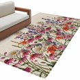 thumbnail image 2 of Watercolor Floral 3'x5' Washable Rug, Spring Daisy Lily Lavender Garden Beige Non-Slip Area Rugs for Entryway Kitchen Classroom, StainResistant Dorm Throw Carpet, Low Pile Soft Indoor Floor Mat, 2 of 9