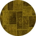 thumbnail image 1 of Ahgly Company Machine Washable Indoor Round Patchwork Yellow Transitional Area Rugs, 4' Round, 1 of 4