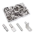 thumbnail image 1 of 104 Piezas Soportes Estantes Níquel Piezas Surtidas Pernos Estante Kit Multifuncional Acero Adecuado para Armario Estantería Muebles Vitrina Despensa plata, 1 of 8