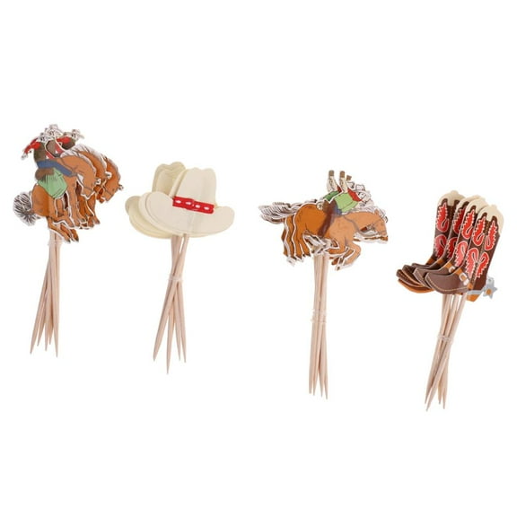 Set of 24pcs Cute Cowboy Cupcake Picks Party Decoration
