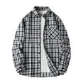 thumbnail image 3 of IYTR Men's Plaid Flannel Shirt Button Down Long Sleeve Regular-Fit Shacket Jacket Lapel Checked Casual Loose Shirts (Blue,XXL), 3 of 8