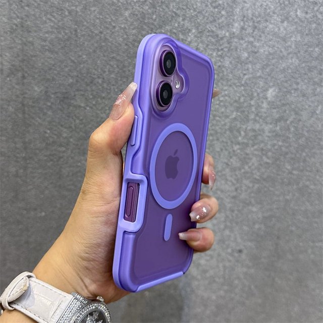 Magnetic Neon Color Matte Translucent Armor Shockproof Case For iPhone 16 13 12 14 15 Pro Max For Magsafe Wireless Charge Cover Lavender For iphone 14