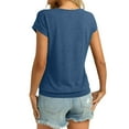 thumbnail image 5 of Olyvenn Womens V Neck Cap Sleeve T Shirts Banded Bottom Top Loose Fit Short Sleeves Tee Casual Summer Basic Tops 2025 Blue XL, 5 of 8