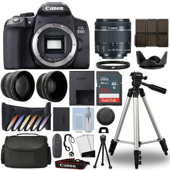 Canon EOS 850D Digital SLR Camera   18-55mm STM 3 Lens Kit   32GB Best Value Kit - International Version