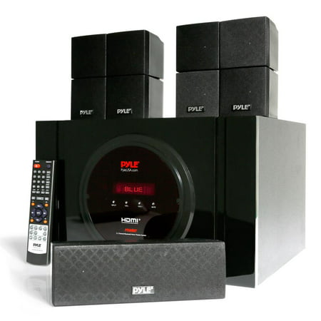 PYLE PT589BT - Bluetooth 5.1 Channel Home Theater System - Surround Sound Speakers & A/V Amplifier Receiver, FM