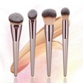thumbnail image 1 of Heytea Juego de 4 brochas de maquillaje de lujo color champán dorado, base sintética de primera calidad, polvo de mezcla, crema líquida, corrector cónico, contorno de cara, 1 of 5