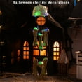 thumbnail image 2 of Halloween Animatronics Skeleton with Creepy Sounds,25" Realistic Gothic Skeleton Bone Wind Chime,Light Up Shaking Skeleton windchime for Lawn Yard Graveyard Animated Skeleton Halloween Decor, 2 of 7