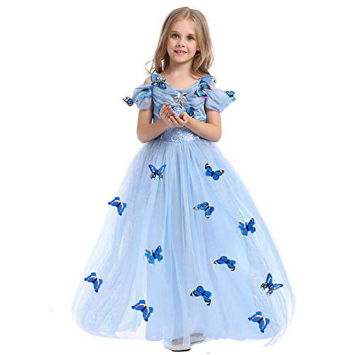 Ecparty Princess Costumes Dress for Your Little Girls Dress up 6T, Elsa Dress Blue