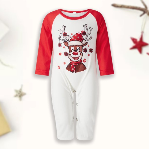 Disfraz Premium Conjunto de pijama familiar de 2 piezas con cintura elástica, traje diario con estampado de ciervos (bebé-12-18 meses) Kuymtek Rojo T 12/18 M Única para Unisex