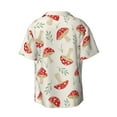 thumbnail image 2 of Easygdp Cartoon Flat Mushrooms Men's Casual Short-sleeved Shirt with Pocket and Button Suitable for Beach Vacation Leisure - Small, 2 of 7