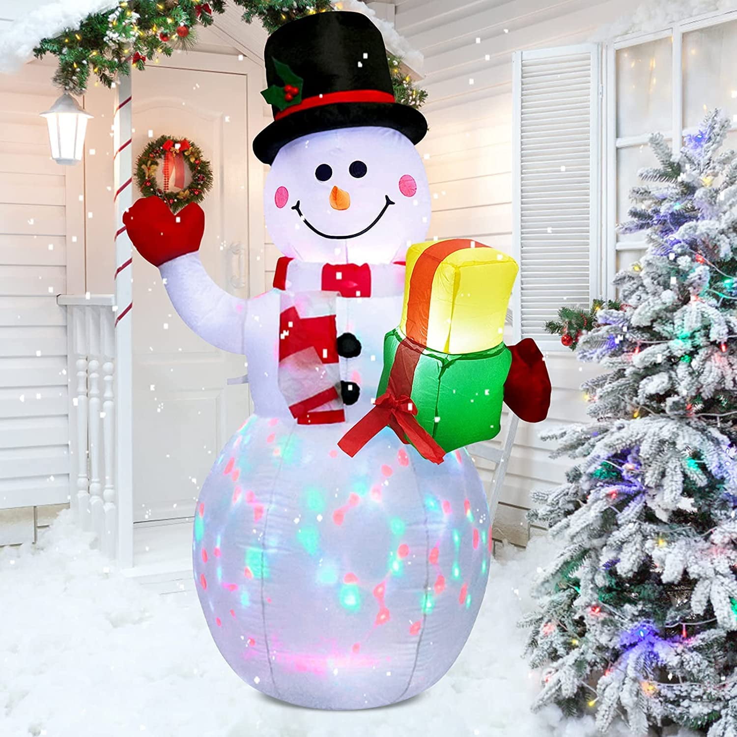 Christmas 5FT Inflatable LED Light Up Snowman Santa Decoration for Outdoor 
