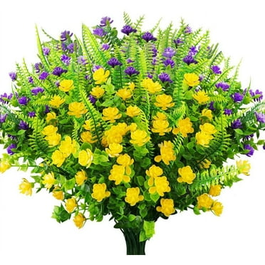 ZOELNIC 6 Bundles Artificial Flowers Mix Color Outdoor Fake Plants UV Resistant Faux Plastic Flowers Garden Window Box Porch Home Decor