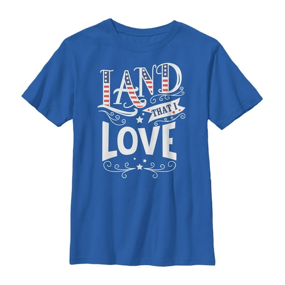 Boy's Lost Gods Fourth of July  America Love Land  Graphic Tee Royal Blue X Small