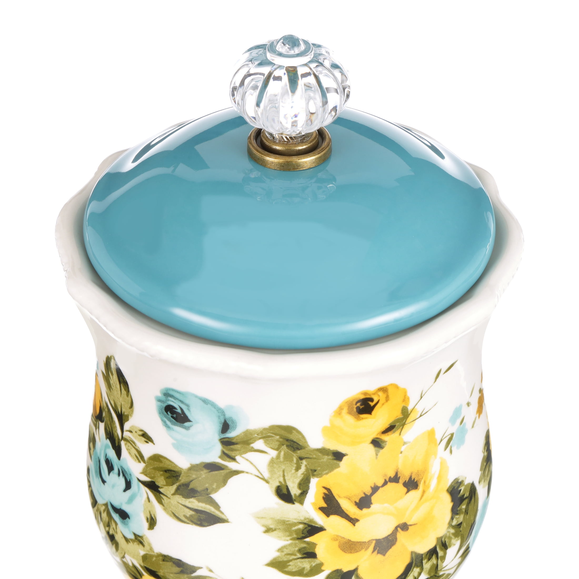 The Pioneer Woman Farmhouse Lace 9.1-Inch Canister with Acrylic Knob, Teal  