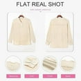 thumbnail image 7 of ZHENHONG T Shirts for Women,Casual V Neck Henley Long Sleeve Tops Oversized Solid Rolled Sleeve Classic Tshirts,Beige Women Blouses, 7 of 7