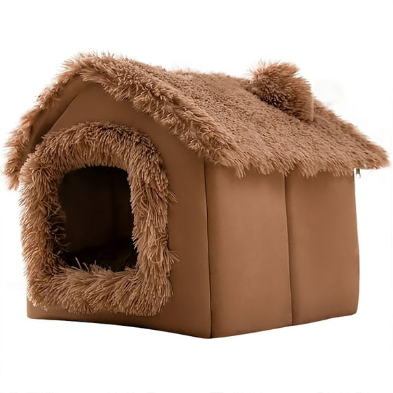 Indoor Cat House ,Warm Puppy Bed with Roof,Collapsible Warm Cat Bed,Washable Pet Bed with Cave, Cat Tent with Removable Cushioned Pillow,