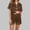 *Brown, variant on Women's Short Sleeve Pajama Set, Notch Collar Button Down Shirt and Shorts 2-Piece Loungewear , Sleepwear for Women Brown,Women's Plus XXL