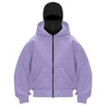 thumbnail image 6 of Bosanter Boys Balaclava Hoodie Zipper Full Zip Front Built-In Mask Winter Running Cycling Outdoor Workouts Athletic Cold Gear, Purple 14-15Y, 6 of 6