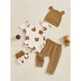 thumbnail image 4 of RUINIXCW Newborn Baby Boy Hospital Going Home Outfits Infant Baby Boys Spring Summer Fall Clothes Bear Print Short Sleeve Romper with Pants and Hat Foot Covers Set, 4 of 9