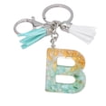 thumbnail image 1 of Green Tassel Letter Keychain, Crystal Drop Glue, Gold Foil, Stone Jewelry, Pendant, Bag, Keychain, 1 of 2