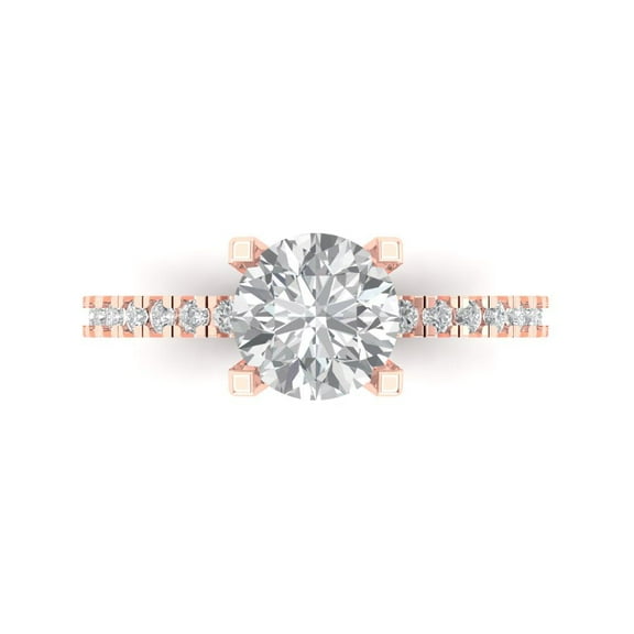Solitaire with Accents Engagement Ring for Women - 1.71ct Simulated Diamond in 14K Rose Gold Promise Ring