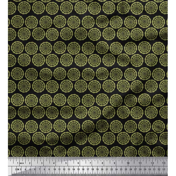 Soimoi Silk Fabric Wreath Leaves Print Sewing Fabric Yard 42 Inch Wide