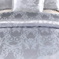 thumbnail image 6 of 3 Piece Exquisite Silver Jacquard Bedding Set (1 Duvet Cover + 2 Pillowcases)  Luxurious satin finish, European pattern to enhance the style of the bedroom, machine washable, suitable for all seasons, 6 of 8