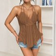 thumbnail image 5 of Women's Halter Hollow Out Tank Tops V Neck Tie Back Ruffled Hem Blouses Summer Casual Shirts, XS, 5 of 5